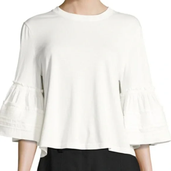 SEE BY CHLOE CREWNECK BELL SLEEVE COTTON TOP Size Small Chic Stylish MINIMALIST - Picture 11 of 11